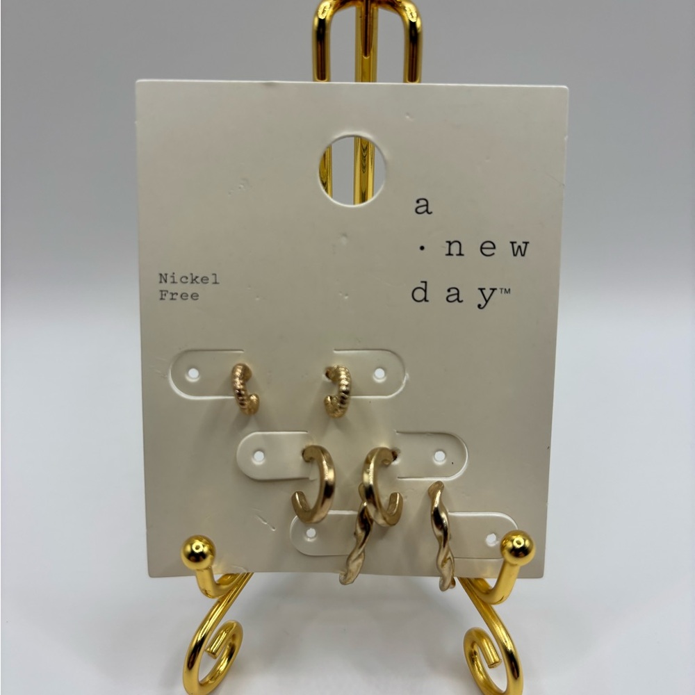 NWT A New Day Gold Tone Mini Hoop Earring Set Nickel Free